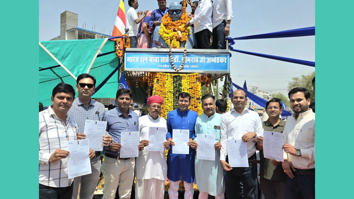 Dr. Ambedkar Jayanti, Union Minister Arjun Ram Meghwal, Ambedkar Jayanti, Ambedkar Circle Bikaner, Bikaner Ambedkar Circle, Teja Ram Meghwal,