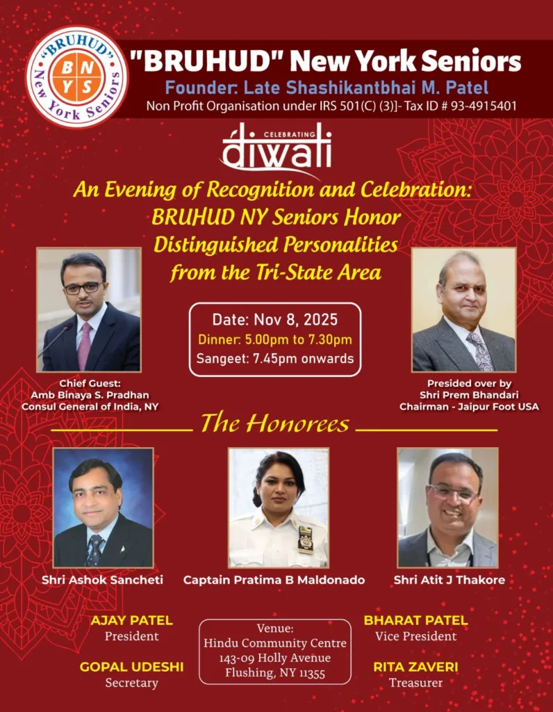 Indian Community in New York to Celebrate Diwali with ‘BRUHUD Seniors’ Recognition Event 2 BRUHUD New York Seniors Diwali Celebration